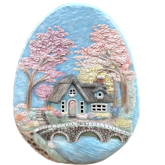 City Magic Large Egg spring cottage flowering painted porcelain Easter Christmas